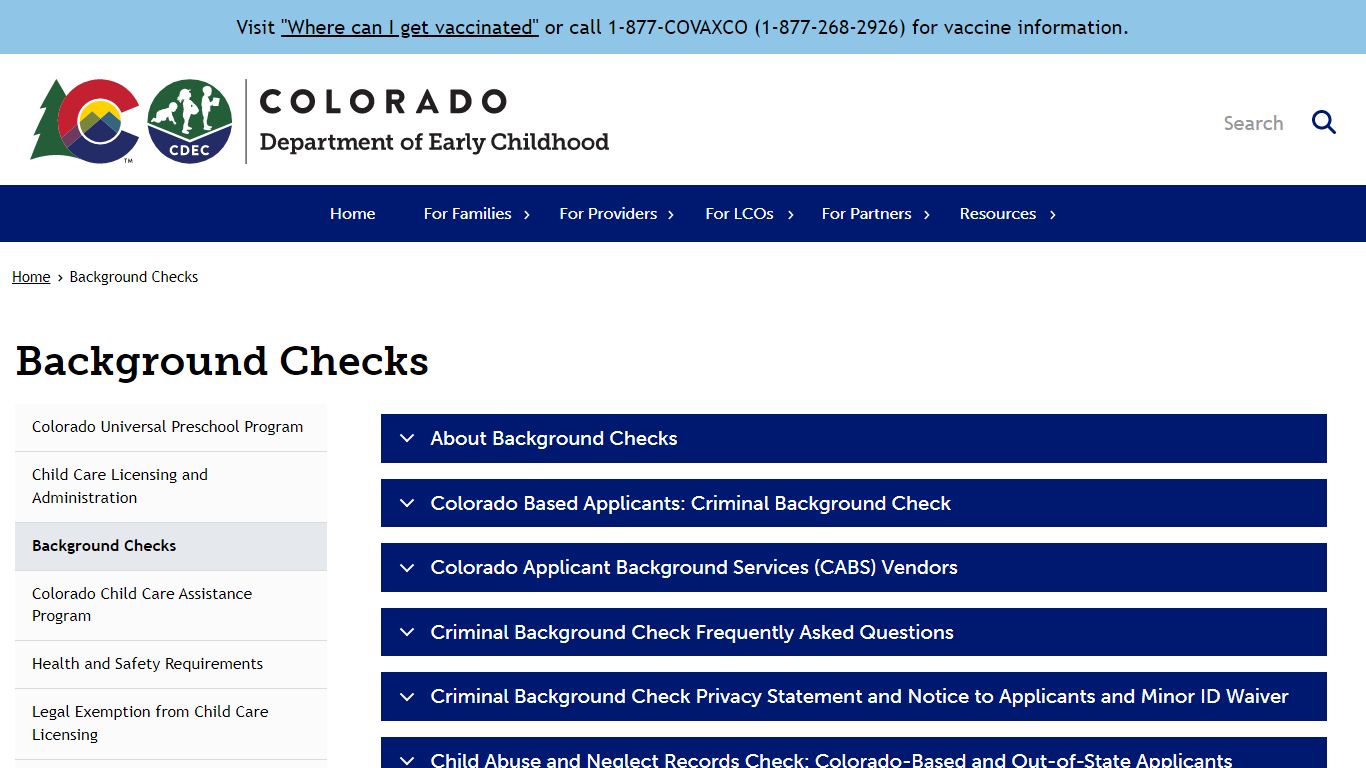 Background Checks | Colorado Department of Early Childhood